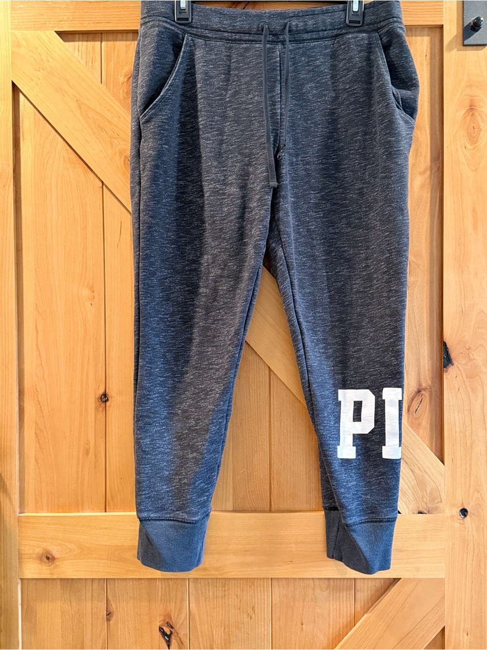 PINK Victoria's Secret Dark Gray Kids Jogger Sweatpants with White Logo